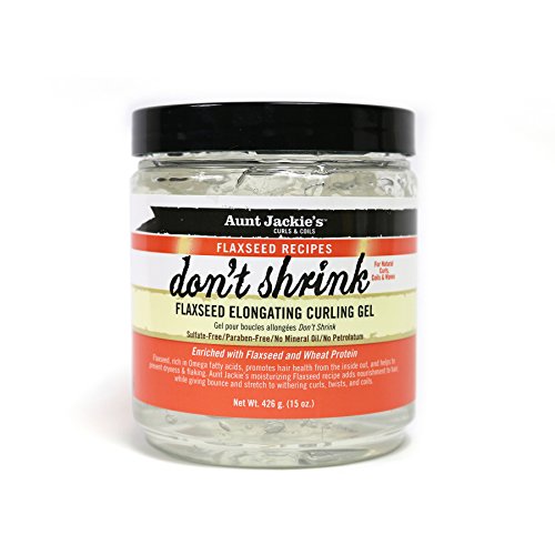 Aunt Jackies Flaxseed Recipes Dont Shrink Elongating Hair Curling Gel for Natural Curls, Coils and Waves, Helps Prevent Dryness and Flaking, 15 oz