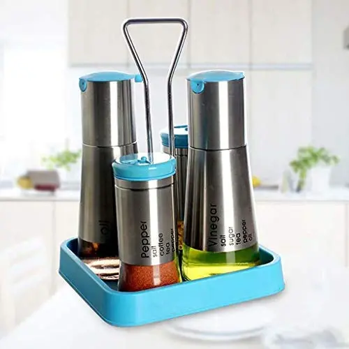 Kitchen Storage Containers Stainless Steel Spice Jars, Spice Rack Set Send Spoon,Oil Vinegar Pot Kitchen Supplies,e