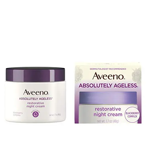 Aveeno Absolutely Ageless Restorative Night Cream Facial Moisturizer with Antioxidant-Rich Blackberry Complex, Vitamin C & E, Hypoallergenic, Non-Greasy & Non-Comedogenic, 1.7 fl. oz Aveeno Absolutely Ageless Restorative Night Cream Facial Moisturizer with Antioxidant-Rich Blackberry Complex, Vitamin C & E, Hypoallergenic, Non-Greasy & Non-Comedogenic, 1.7 fl. oz