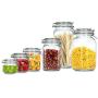 BAKOUSTAR Kitchen Storage Containers With Lids Set of 6 Kitchen Canisters-Cookie, oatmeal, fruit, Rice and Spice Jars - Sugar or Flour Container - Big and Small Airtight Food Jar for Pantry