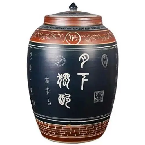 Ceramic Pottery Cereal Containers Canister Cookie Jar With Lids, Airtight Food Storage Containers Bins Large For Kitchen Pantry Organization Flour Rice Candy Bulk, 25L, 50x33cm Ceramic Pottery Cereal Containers Canister Cookie Jar With Lids, Airtight Food Storage Containers Bins Large For Kitchen Pantry Organization Flour Rice Candy Bulk, 25L, 50x33cm