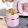 Thermos Food Jar Multi-storey Thermos Stainless Food Flask,Leakproof Insulated Food Containers,Lunch Box (Color : Light purple, Size : 1500ml)