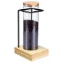 HOUSHIYU-521 2.3L Glass Food Storage Canister, Kitchen Glass Food Storage Jars with Airtight Lid and Wood Stand, for Serving Tea, Coffee, Spice and More