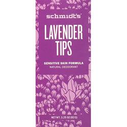 Schmidts Natural Deodorant for Sensitive Skin - Lavender Tips, 3.25 ounces. Stick for Women and Men