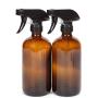 Vivaplex, 2, Large, 16 oz, Empty, Amber Glass Spray Bottles with Black Trigger Sprayers and Lids …