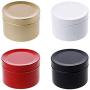 ONNPNN 4 Pieces Metal Tin Tea Storage Box, Mini Tea Tin Containers Set Tea Iron Box Tinplate Container Round Metal Case Container Stainless Steel Tea Vessels for Loose Tea Storage (Multicolor)