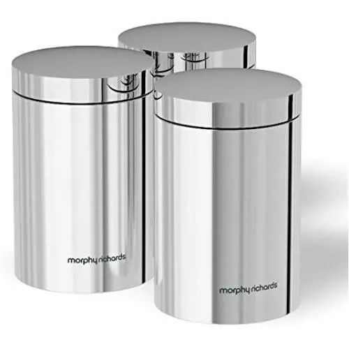 Boîtes de Rangement de Cuisine Morphy Richards Accents, Acier Inoxydable, Argent, Set de 3
