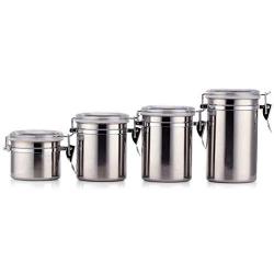 FidgetKute Stainless Steel Tea Coffee Beans Food Snack Candy Storage Jar Tins Container Box E: 4Pcs/Set One Size