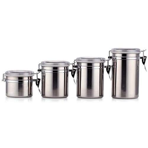 FidgetKute Stainless Steel Tea Coffee Beans Food Snack Candy Storage Jar Tins Container Box E: 4Pcs/Set One Size