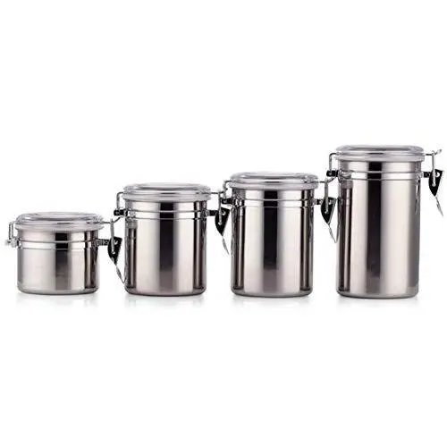 Bouteille en acier inoxydable FidgetKute pour grains de thé, café, snacks, bonbons - Jeu de 4 pièces - Taille unique Bouteille en acier inoxydable FidgetKute pour grains de thé, café, snacks, bonbons - Jeu de 4 pièces - Taille unique