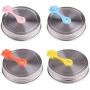 4Pcs Polished Rust Resistant Stainless Steel Mason Jars Lids Caps Lids Top Silicone Straw Hole with Plug Canning Drinking Jars