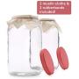 2 Pack - 1 Gallon Glass Jar w/Plastic Airtight Lid, Muslin Cloth, Rubber Band - Made in USA, Wide Mouth Easy to Clean - BPA Free - Kombucha, Kefir, Canning, Sun Tea, Fermentation, Food Storage