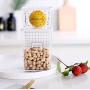 DonhDonh Square Clear Plastic Large Capacity Food Storage Containers with Lids Kitchen Storage Pot Jar for Dry Grain,Vertical Stripes