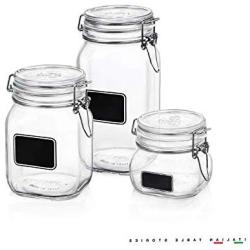 Home Décor Premium Fido Chalkboard Label Jar Set of 3 (17.5 oz33.75 oz50.75 oz.) Storage