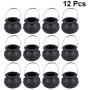 Garneck Halloween Candy Buckets, Handheld Candy Jars, Black Witch Candy Holders for Halloween Party (12 pcs Black)