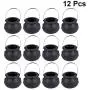 Garneck Halloween Candy Buckets, Handheld Candy Jars, Black Witch Candy Holders for Halloween Party (12 pcs Black)