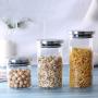 b Multifunction Transparent Glass Dry Grains Food Storage Container Jars Kitchen Organizers Sealing Storage Case for home kitchen(300ml)