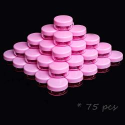 Tiny Sample Containers 3 Gram 3 ML Sample Jars 75pcs Makeup Sample Containers with Lids (pink)