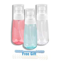 Empty Spray Bottles, Fine Mist Travel Spray Bottles for Alcohol 2 Pieces + Refillable Empty Pump Bottles for Hand Sanitizer 1 Piece 60ml for Hair, Skincare, Makeup, Cleaning