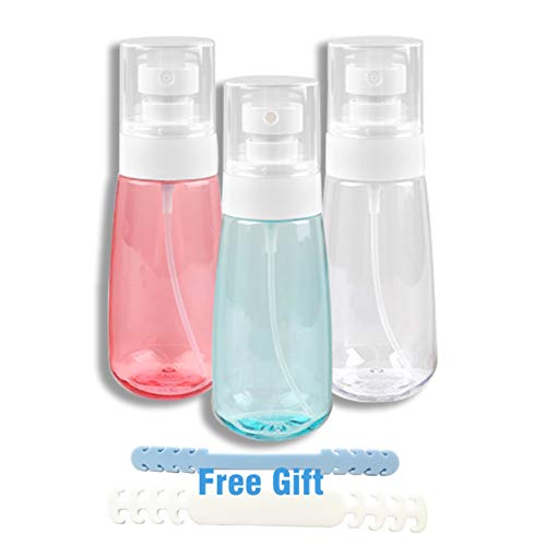 Empty Spray Bottles, Fine Mist Travel Spray Bottles for Alcohol 2 Pieces + Refillable Empty Pump Bottles for Hand Sanitizer 1 Piece 60ml for Hair, Skincare, Makeup, Cleaning