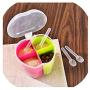 Plastic Seasoning Storage Jars Kitchen Organizer Accessories Detachable Pepper Spice Boxes With Spoon,Apple Style