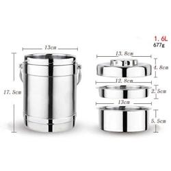 Thermos Food Jar Straight form Thermos Stainless Food Flask Portable Handle Three-tier Independent Food Box (Size : 1600ml)