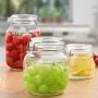 Glasbehälter für Mason Jars, Glashaue mit Deckeln für Trinken und Aufbewahrung, wiederverwendbarer Behälter für Saft, Milch, Großküchenutensilien, Kaffee, Tee, Snacks, runde Glashaue (Farbe: Kaffee, Größe: 500ml)