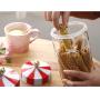 Glass Carousel Storage Jar Seal Can Canister with Lid, Kitchen Glassware Food Beverage Preserving Container Serving Candy, Cookie, Rice, Spice, Milk Powder, Sugar, Nuts, Tea, Container (L)