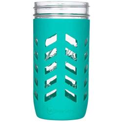 JarJackets Silicone Mason Jar Protector Sleeve - Fits Ball, Kerr 24oz (1.5 pint) Wide-Mouth Jars | Package of 4 (Lagoon)