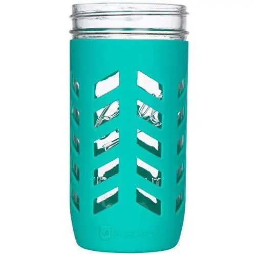 Silikonschutztüte für Mason Glasbehälter – Passend für Ball, Kerr 24oz (1,5 l) Weitmuндenbehälter | Packung mit 4 (Lagoon)