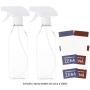 Empty Clear Plastic Spray Bottles 16 oz, pack of 2 with labels - Durable Sprayer with mist & stream mode for Cleaning Solution, Alcohol, Gardening, Essential Oils, Cooking, Hair Care. (Cuboid)