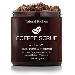 Natural Riches Arabica Coffee Body & Face Scrub – (12 Oz / 340gm) Deep Cleansing Exfoliator All-Natural exfoliates with Coconut & Cocoa Butter for Stretch Marks Acne Cellulite Spider Veins Varicose Veins Age Spots