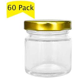 Folinstall 60 Pcs 1.5 oz (50ML) Small Glass Jars, Mini Mason Jars for Gifts, Crafts, Wedding, Spices, Party Favors and Candle Making