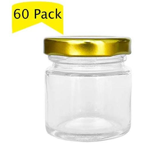 Folinstall 60 Pcs 1.5 oz (50ML) Small Glass Jars, Mini Mason Jars for Gifts, Crafts, Wedding, Spices, Party Favors and Candle Making