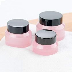 4Pcs Glass Containers Jars Reusable Empty Leak Proof Jar Pot Bottles Case with Inner Liner and Lid for Cream, Cosmetics, Salves, Scrubs, Beauty Aids (Translucent Pink, 50ml/1.67 oz)