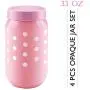 Opaque Glass Jar w Plastic Airtight Lid Dishwasher Safe Decorative Storage 4 Pcs 33 Oz