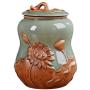 European Food Storage Containers with Lids Small Creative Airtight Container Tea Canister Jars Ceramic Porcelain,Kitchen Decor,Pantry Organization and Storage for Tea Coffee 14x18cm Brown