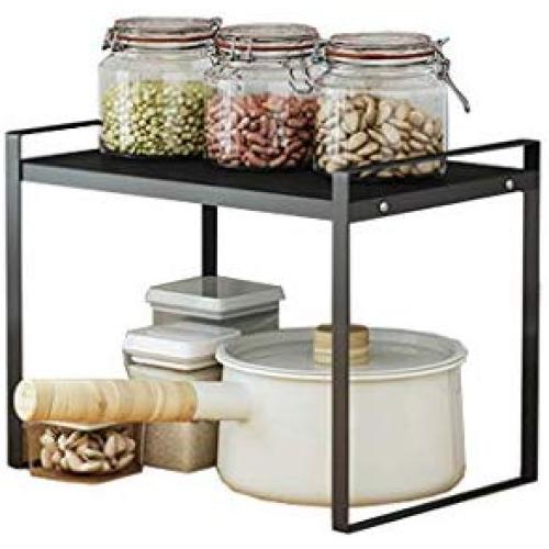 Shelf Organizer Kitchen Organization Spice Seasoning Rack Metal Countertop Storage Under Sink Holder Jars Shelf Freestanding Stackable Display For Pantry Cabinet Shoe Rack (Size : 33x20.5x24cm)