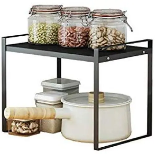 Regal Metall-Regal Organizer für Küche, Gewürze & Gewürzehalter, Freistehend, Stapelbar, für Schränke, Schubladen, Pantry-Regal (Größe: 33x20,5x24cm)