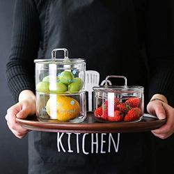 Transparent Heat resistant Glass Jars Nordic DIY Candy Ice Cream Non Spill Salad Transparent Bowl,Cover