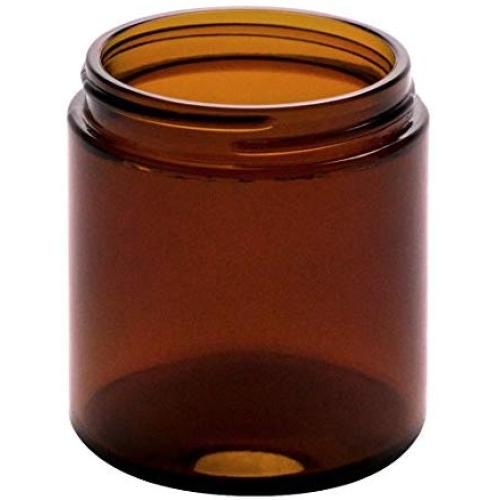 North Mountain Supply 4 Ounce Amber Glass Straight Sided Mason Canning Jars - with 58mm Lids - Case of 24 - White Metal Lids