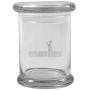 Clear 8 oz Glass Herb Stash Jar and Lid with Walking Dead Rick Logo from Smoke Promos