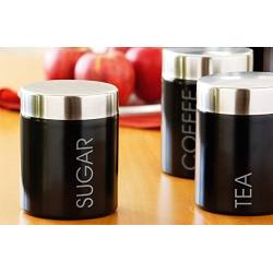 Premier Housewares Sugar Canister with Rubber Seal - Black Enamel