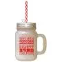 Red September Pear Nectar Season Fall Season School Starts Frosted Glass Mason Jar With Straw