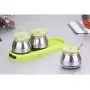 Simonshop 3pcs/set Glass Seasoning Box Kitchen Supplies Jar Set Spice Boxes with Tray and Spoons (green) Simonshop 3pcs/set Glass Seasoning Box Kitchen Supplies Jar Set Spice Boxes with Tray and Spoons (green)