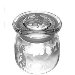 IncisoArt  Hand Etched Vibe Storage Jar Sandblasted (Sand Carved) Glass Handmade USA Custom (Kokopelli Dessert, 12.25 Ounce (362ml))