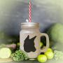 Green Portuguese Podengo Silhouette Frosted Glass Mason Jar With Straw