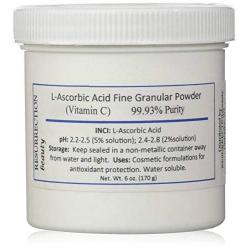 L-Ascorbic Acid Powder (Vitamin C), 6 oz. Jar. For Use in Serums and Cosmetic Formulations.