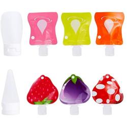 PH PandaHall 6 pcs Plastic Squeezable Travel Bags with 2 pcs Cream Refillable Bottle Containers Shampoo Lotion Bottle for Travel Home Use