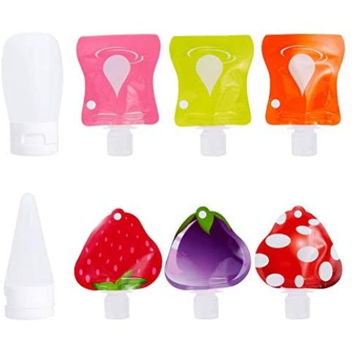 PH PandaHall 6 pcs Plastic Squeezable Travel Bags with 2 pcs Cream Refillable Bottle Containers Shampoo Lotion Bottle for Travel Home Use